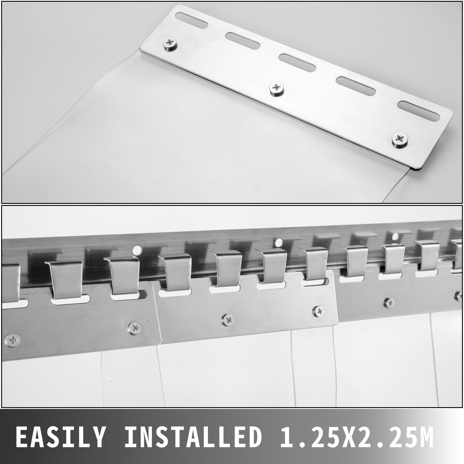 VEVOR Cortina Puerta PVC Transparente Impermeable, 1,25x2,25m, Material Impermeable Transparente PVC 4 Tiras Total, Cortina Puerta PVC Ancho Total 1,25 m para Supermercados, Tiendas, Casas, Fábricas