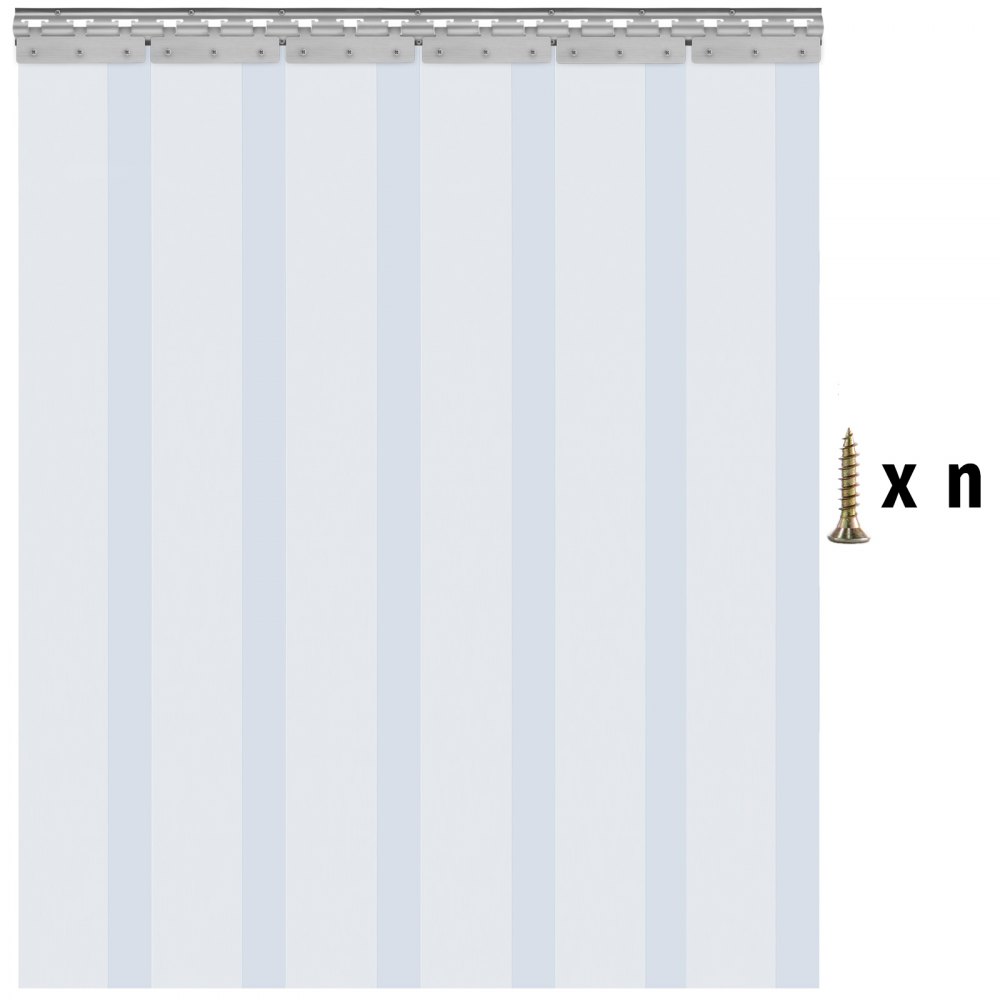 VEVOR Cortina Pvc Exterior Cortinas de Tiras Cortina Puerta Pvc Transparente Impermeable 1x2,5 m Transparente Pvc 6 Tiras Total Cortina Puerta Pvc