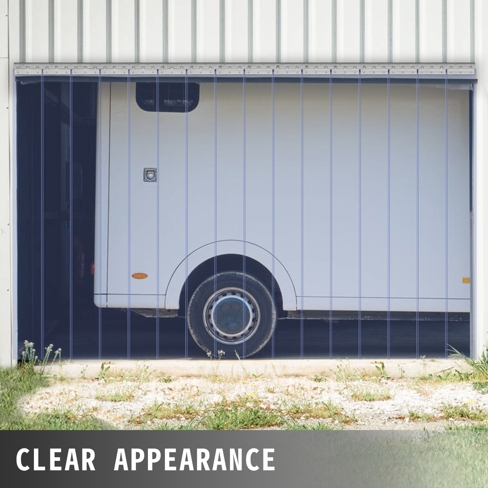 VEVOR Cortina Pvc Exterior Cortinas de Tiras Cortina Puerta Pvc Transparente Impermeable 1x2,5 m Transparente Pvc 6 Tiras Total Cortina Puerta Pvc