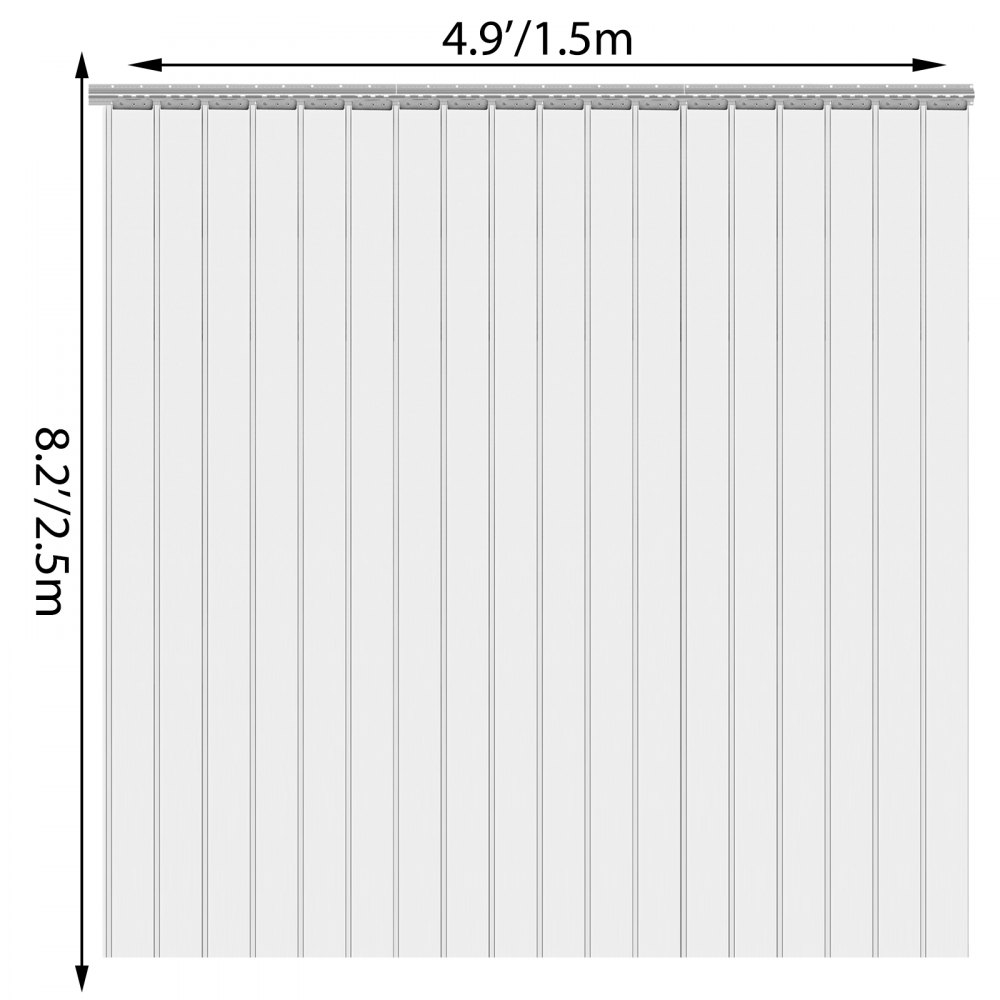 15pcs Cortina De Láminas De Pvc Transparente Cortinas De Tiras 200mmx2mmx2.5m