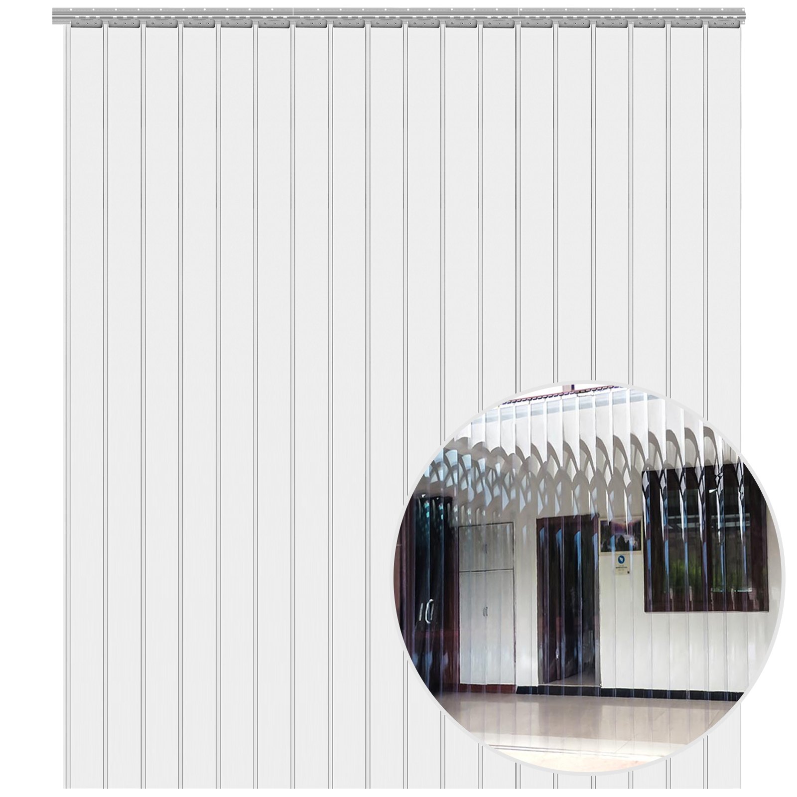 15pcs Cortina De Láminas De Pvc Transparente Cortinas De Tiras 200mmx2mmx2.5m