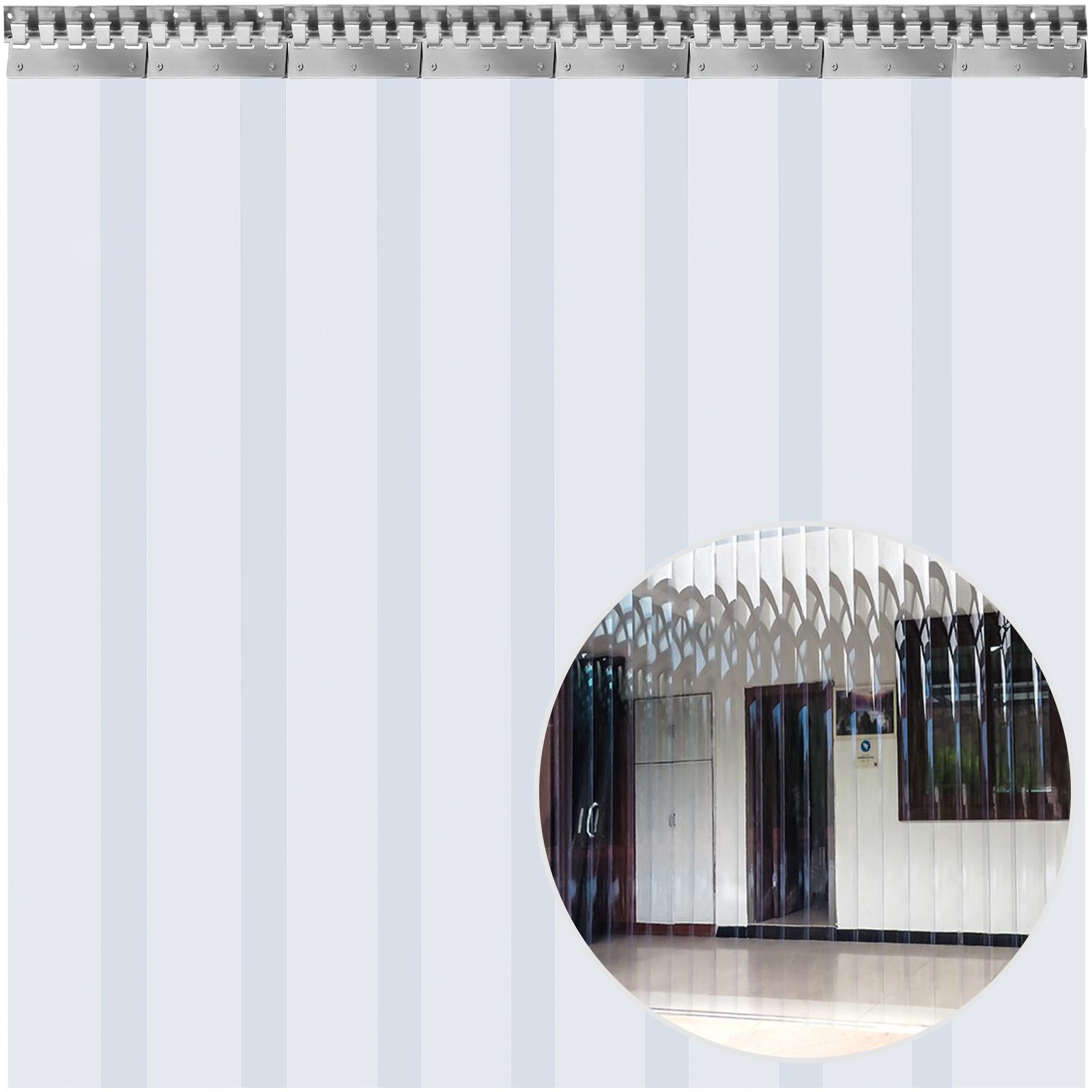Vevor Cortina De Pvc Para Puerta, Impermeable Transparente Pvc 2x2,25 M 8 Tiras