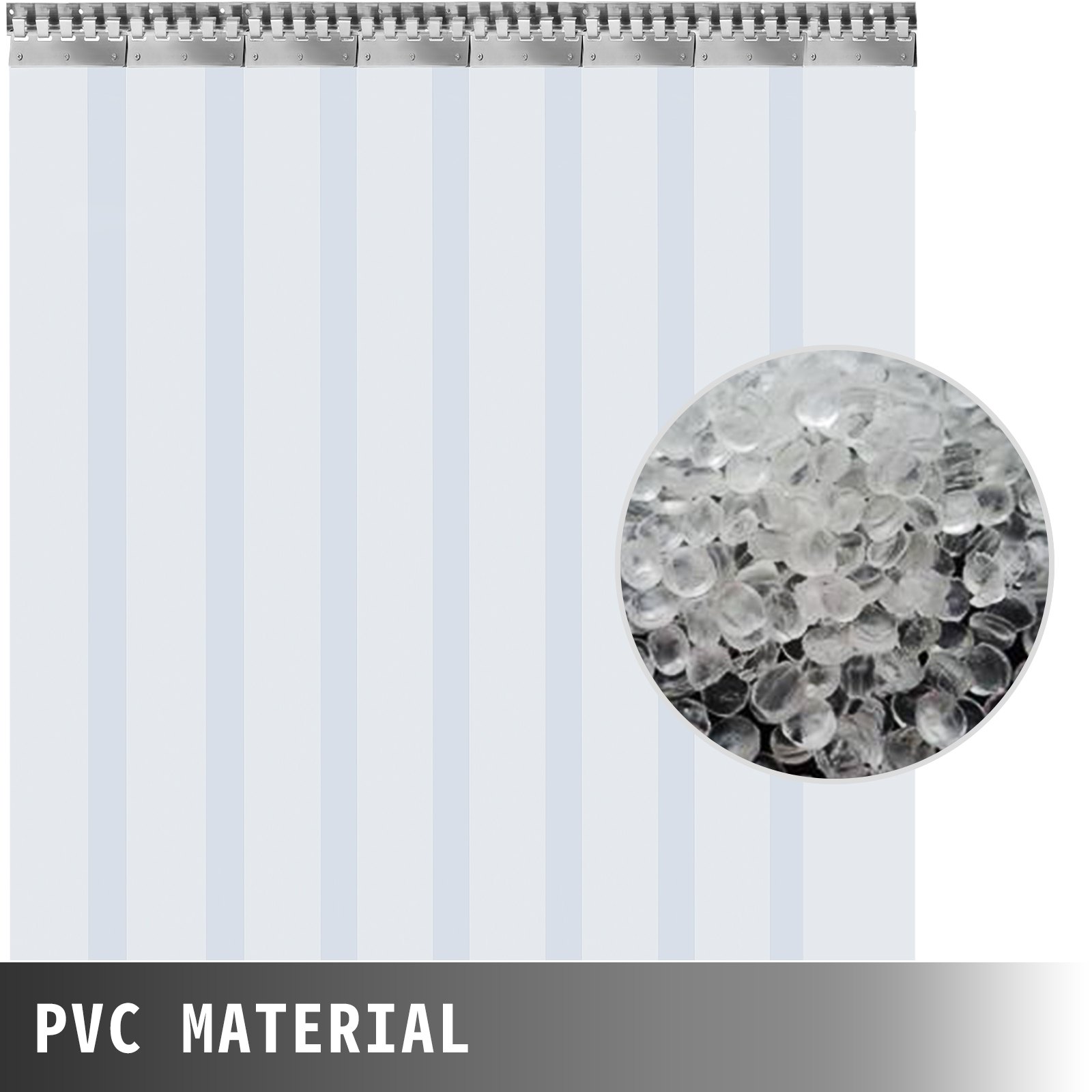 Vevor Cortina De Pvc Para Puerta, Impermeable Transparente Pvc 2x2,25 M 8 Tiras