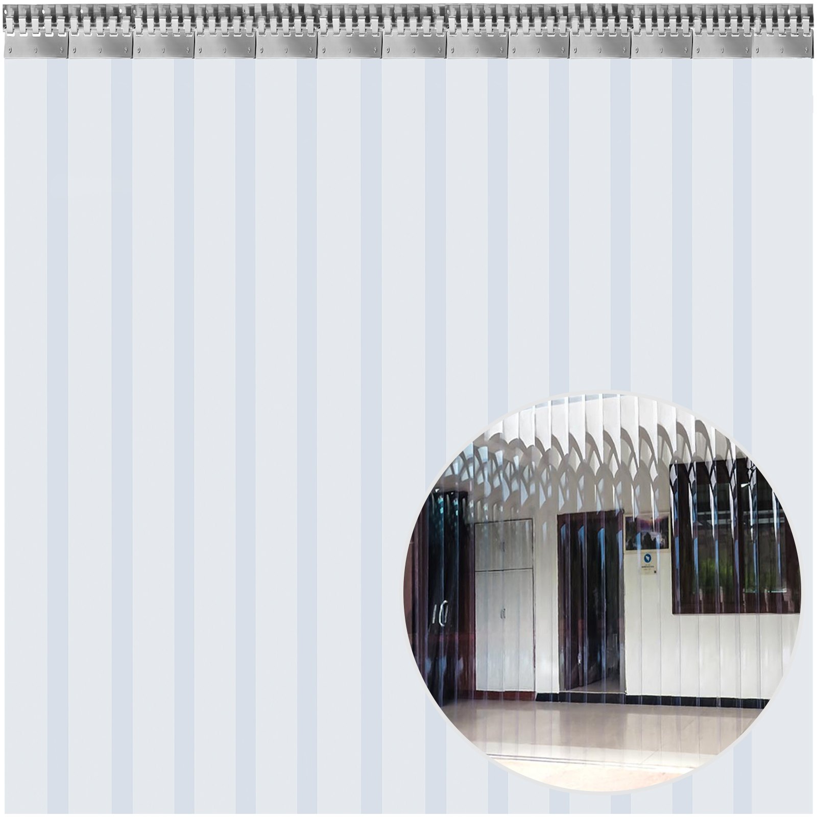 Vevor Cortina De Pvc Para Puerta, Impermeable, Transparente Pvc 2x3 M 13 Tiras