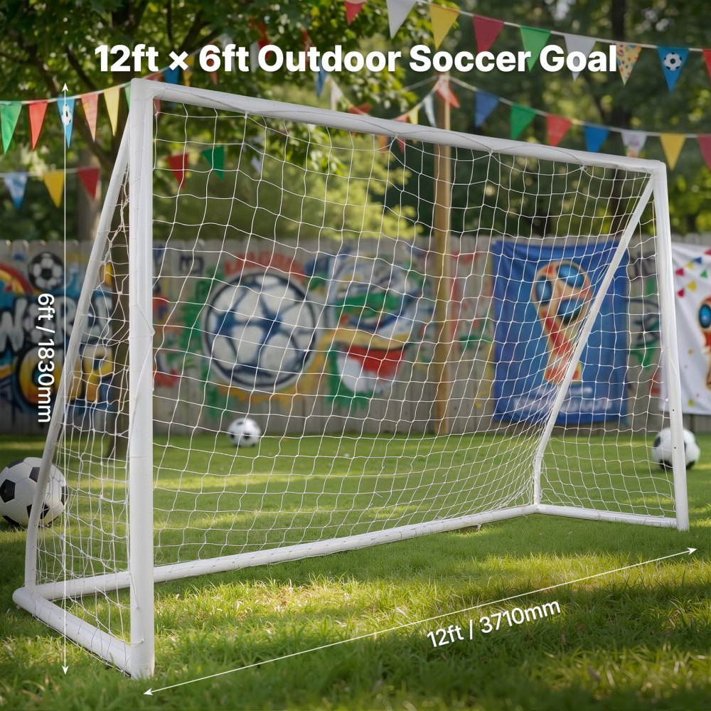 VEVOR Portería de Fútbol Portátil 1 Pieza 371 x 121,5 x 183 cm Portería de Fútbol para Exteriores de Alta Calidad para Adultos y Niños Porterías de Fútbol para Entrenamiento en Patio, Jardín, Estadio