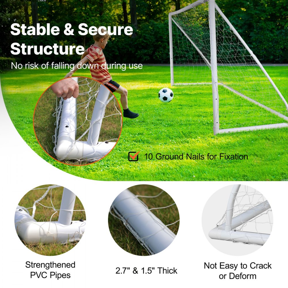 VEVOR Portería de Fútbol Portátil 1 Pieza 371 x 121,5 x 183 cm Portería de Fútbol para Exteriores de Alta Calidad para Adultos y Niños Porterías de Fútbol para Entrenamiento en Patio, Jardín, Estadio
