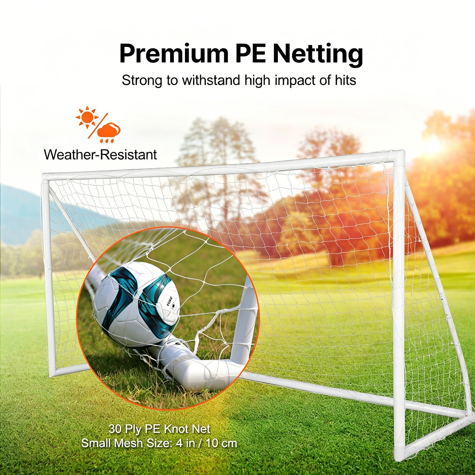 VEVOR Portería de Fútbol Portátil 1 Pieza 371 x 121,5 x 183 cm Portería de Fútbol para Exteriores de Alta Calidad para Adultos y Niños Porterías de Fútbol para Entrenamiento en Patio, Jardín, Estadio