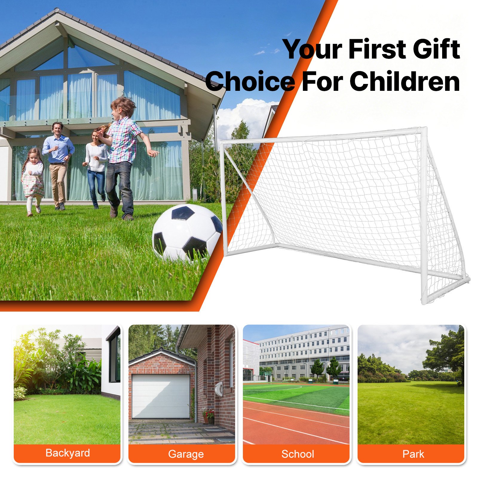VEVOR Portería de Fútbol Portátil 1 Pieza 371 x 121,5 x 183 cm Portería de Fútbol para Exteriores de Alta Calidad para Adultos y Niños Porterías de Fútbol para Entrenamiento en Patio, Jardín, Estadio