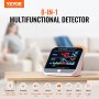 Monitor de calidad del aire VEVOR que muestra varias métricas de calidad del aire, incluidos pm2.5, tvoc y aqi.