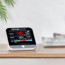 VEVOR Mini Monitor de Calidad del Aire 8 en 1 para Probar Profesionalmente PM1.0/2.5/10 HCHO TVOC AQI Temperatura, Humedad, Sensor de Calidad del Aire con Umbrales de Alarma para Interior y Exterior