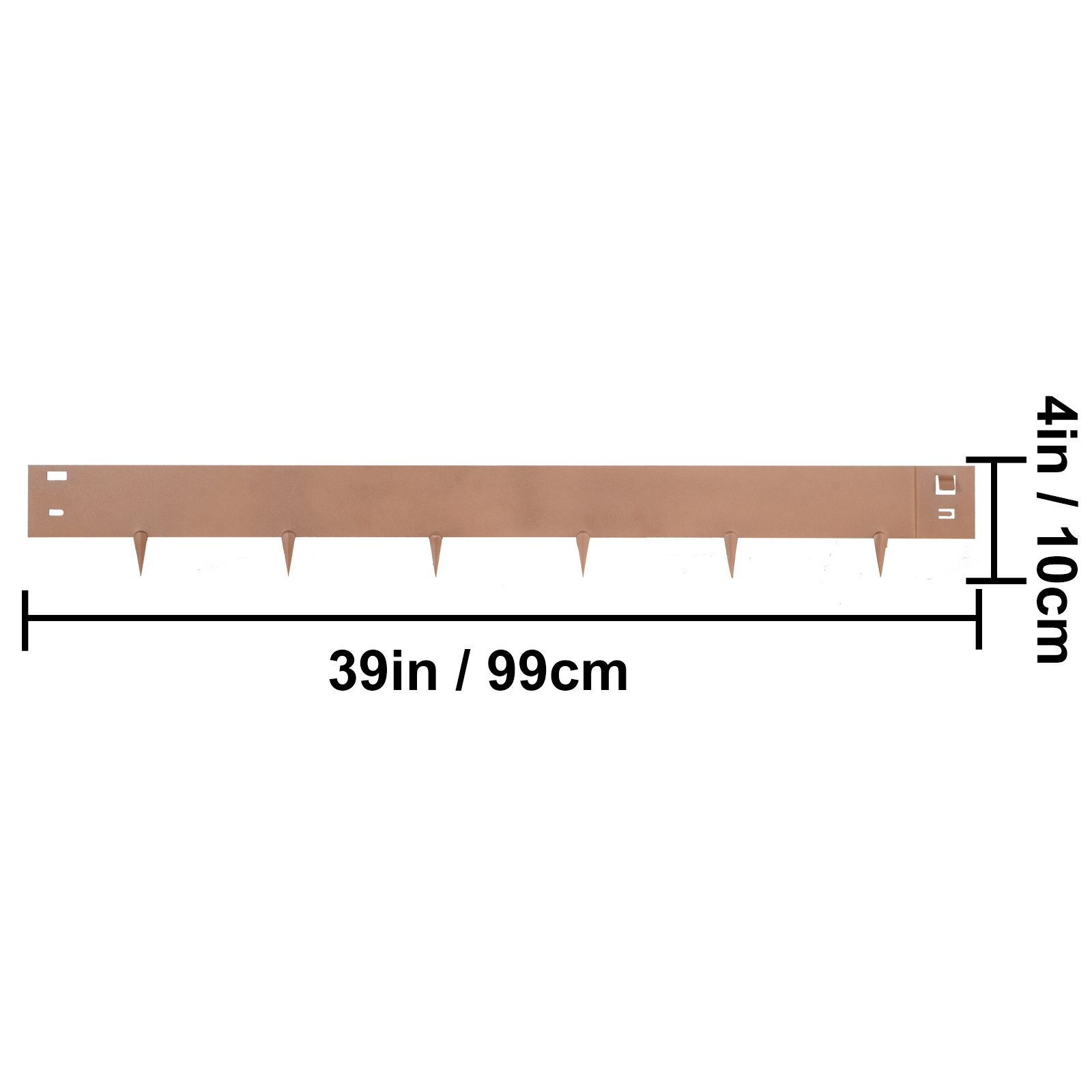 VEVOR Bordura de Acero Galvanizado 10 x 99 cm Borde para Césped 5 Piezas Valla Delimitadora de Bordes Longitud Total de 4,95 m Borde Limitador de Jardín Flexible Marrón para Jardines Senderos Patios