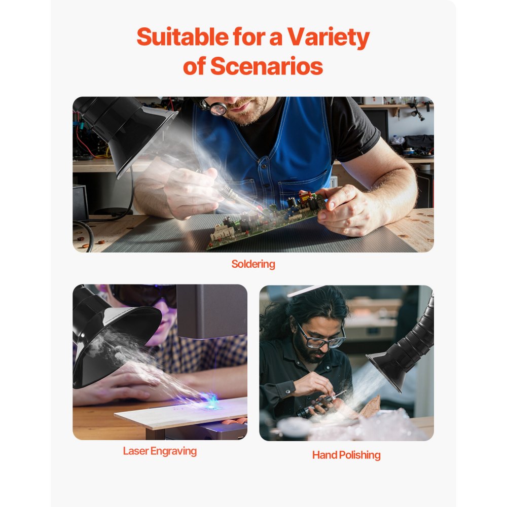 VEVOR Soldering Fume Absorber with Double Hoses, 275 W Welding Fume Extractor with 4-Stage Filters and 10 Speeds, 380 m³/h Soldering Fume Extraction for Soldering, Laser Engraving, DIY Welding