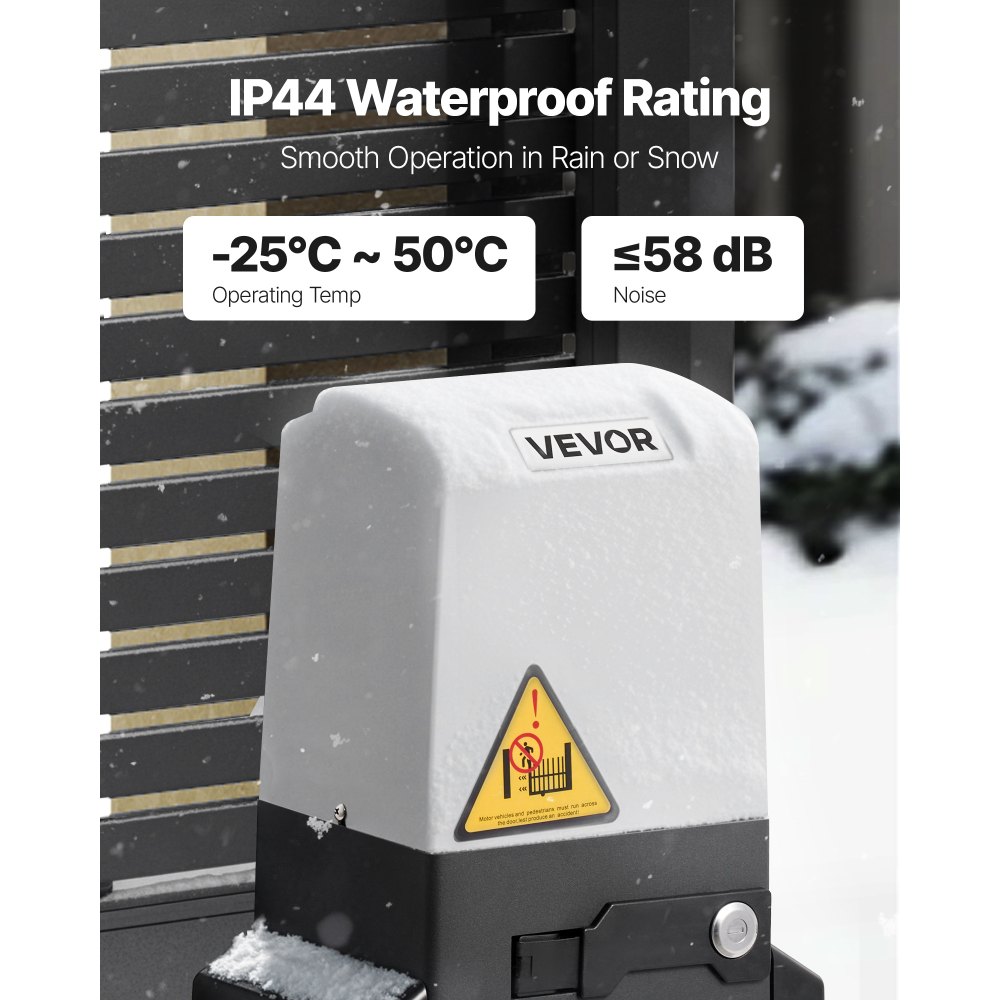 VEVOR Abridor de Puerta Corrediza Eléctrico 280 W para Puertas de hasta 25 m Carga de 816 kg con Cremallera de Nailon, Sensor Infrarrojo, 2 Controles Remotos, Sistema de Apertura de Portones 10 m/min