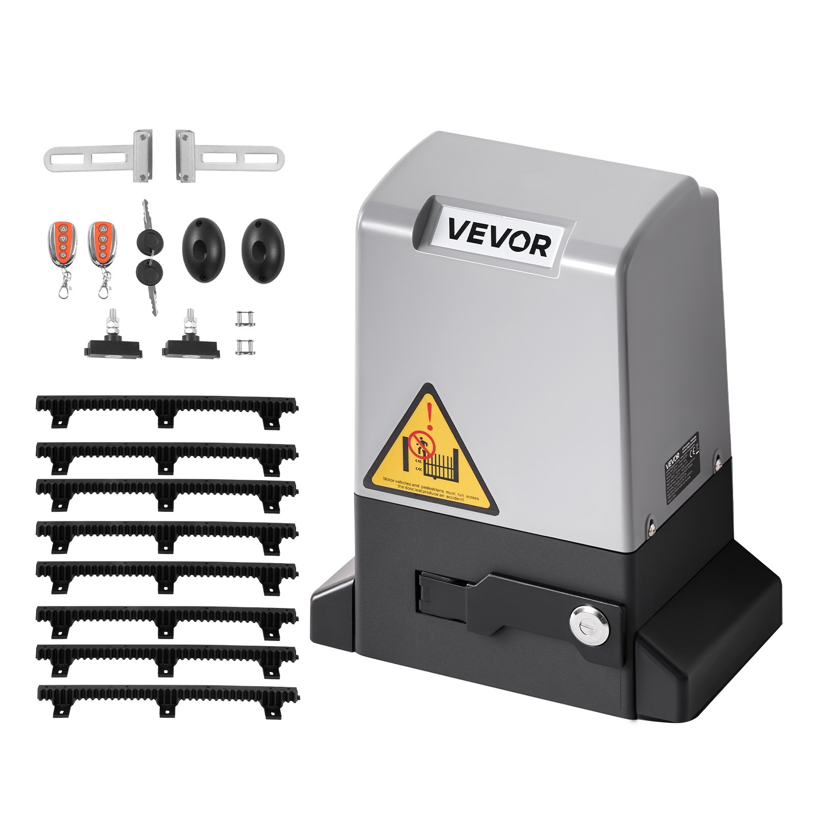 VEVOR Abridor de Puerta Corrediza Eléctrico 550 W para Puertas de hasta 25 m Carga de 1500 kg con Cremallera de Nailon, Sensor Infrarrojo, 2 Controles Remotos, Sistema de Apertura de Portones 10 m/min