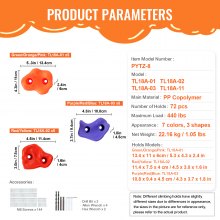 VEVOR 72 Presas de Escalada de Pared de Roca de Interior o Exterior, Colorido