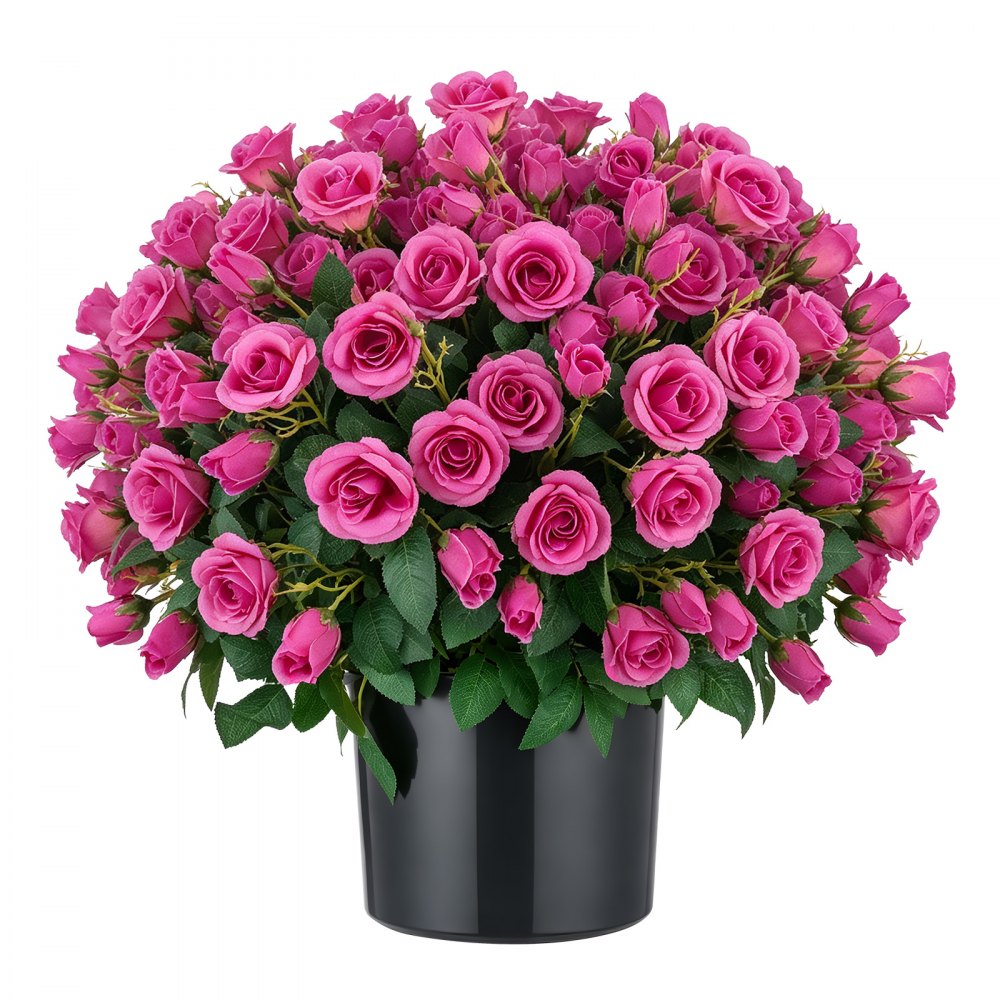 VEVOR Geranios Artificiales en Maceta Paquete de 2, Flores Artificiales, 45 cm de Alto, Pétalos de Seda, Hojas Texturizadas y Sin Montaje, Interior y Exterior para Porche, Patio, Balcón y Salón, Rosa