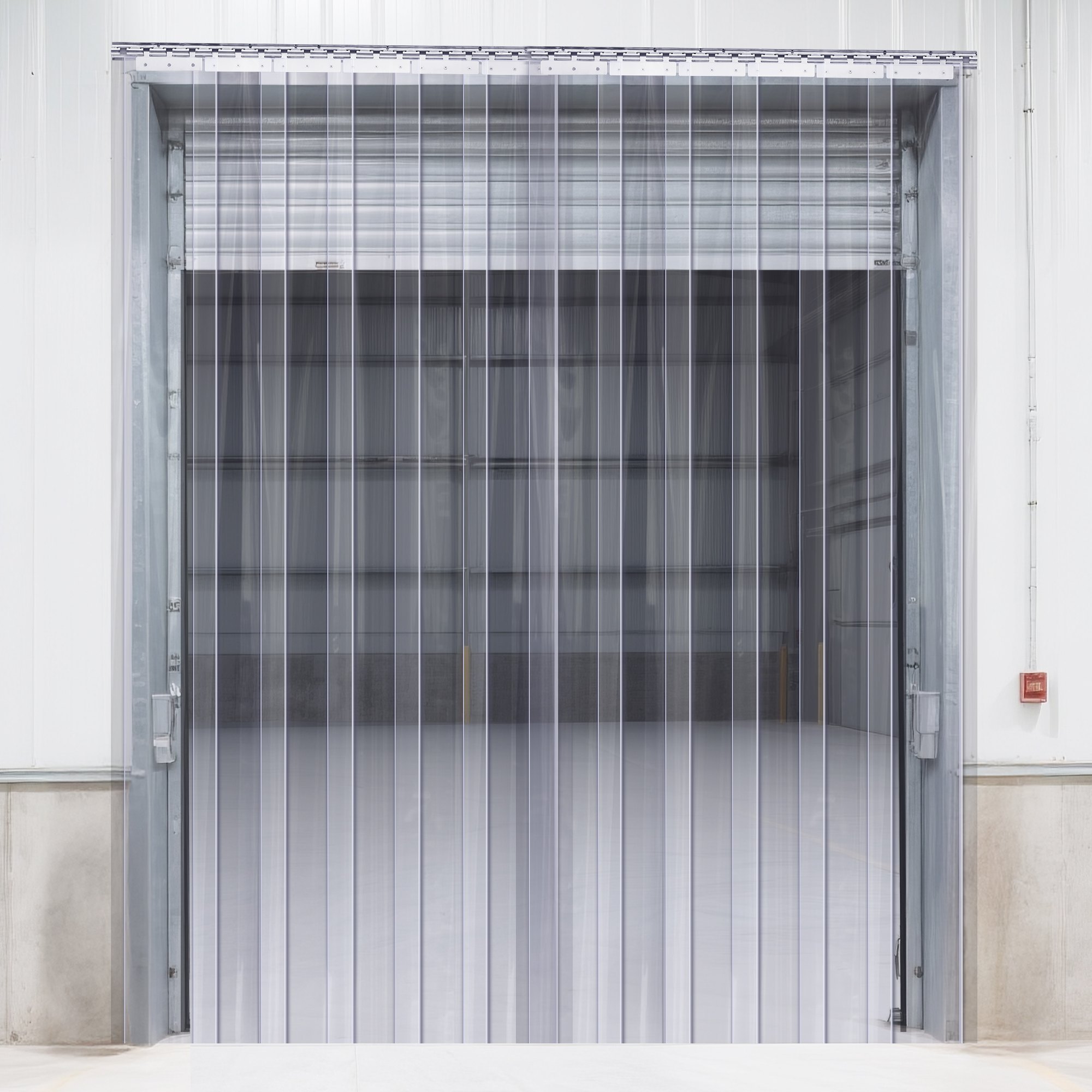 VEVOR Cortina Pvc Exterior Cortina de Tiras 97x213,4 cm Cortina de Puerta de Pvc Transparente 6 Tiras de Plástico Soporte Resistente -20°C​ ~ 60°C​