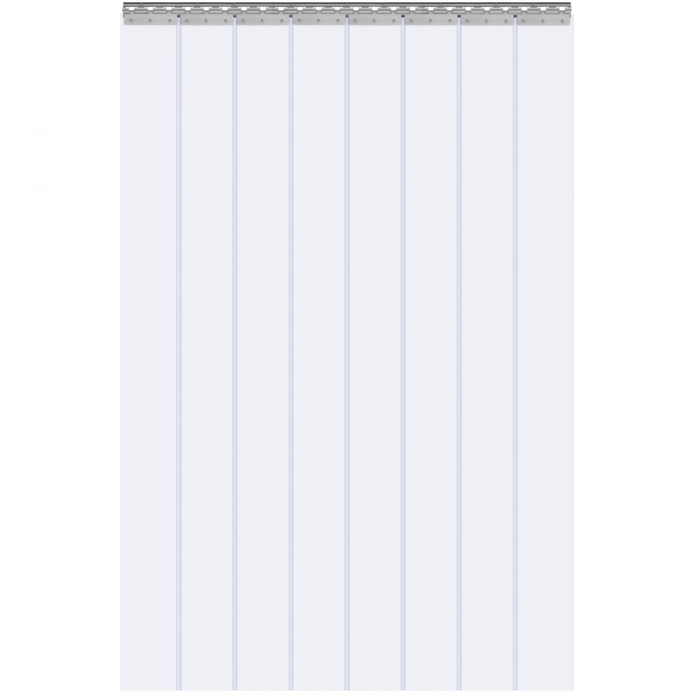 VEVOR Cortina Pvc Exterior Cortina de Tiras 122x244 cm Cortina de Puerta de Pvc Transparente 8 Tiras de Plástico Soporte Resistente -20°C​ ~ 60°C​