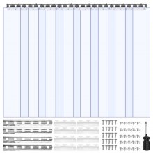 VEVOR Cortina de Tiras 122 x 213,4 cm Cortina de Puerta de PVC Transparente 8 Tiras de Plástico Espesor de 2 mm para Puerta de Cámara Frigorífica, Almacén, Refrigerador de Supermercado, Garajes