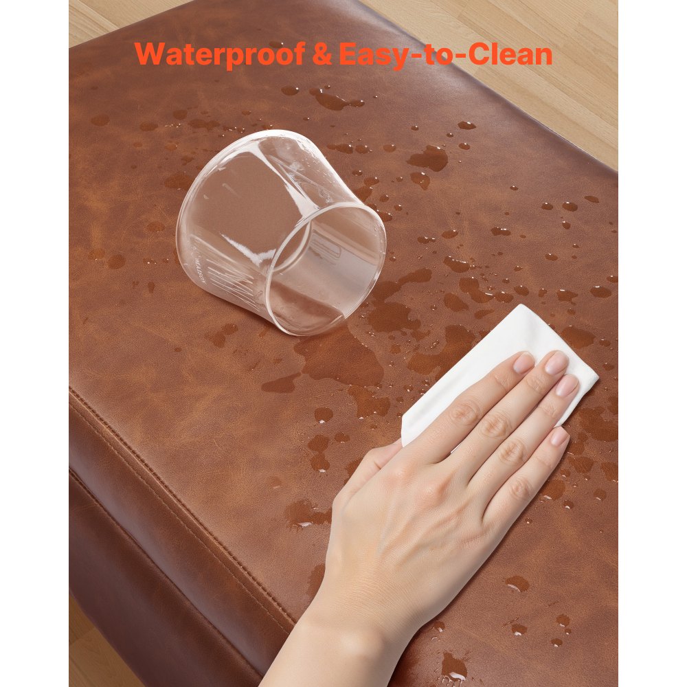 VEVOR Leather Storage Ottoman Bench, PU Leather Bench with Storage and Metal Legs, Modern Shoe Benches Seat for Entryway, Upholstered End of Bed Benches for Living Room, Dining Room, Hallway, Brown