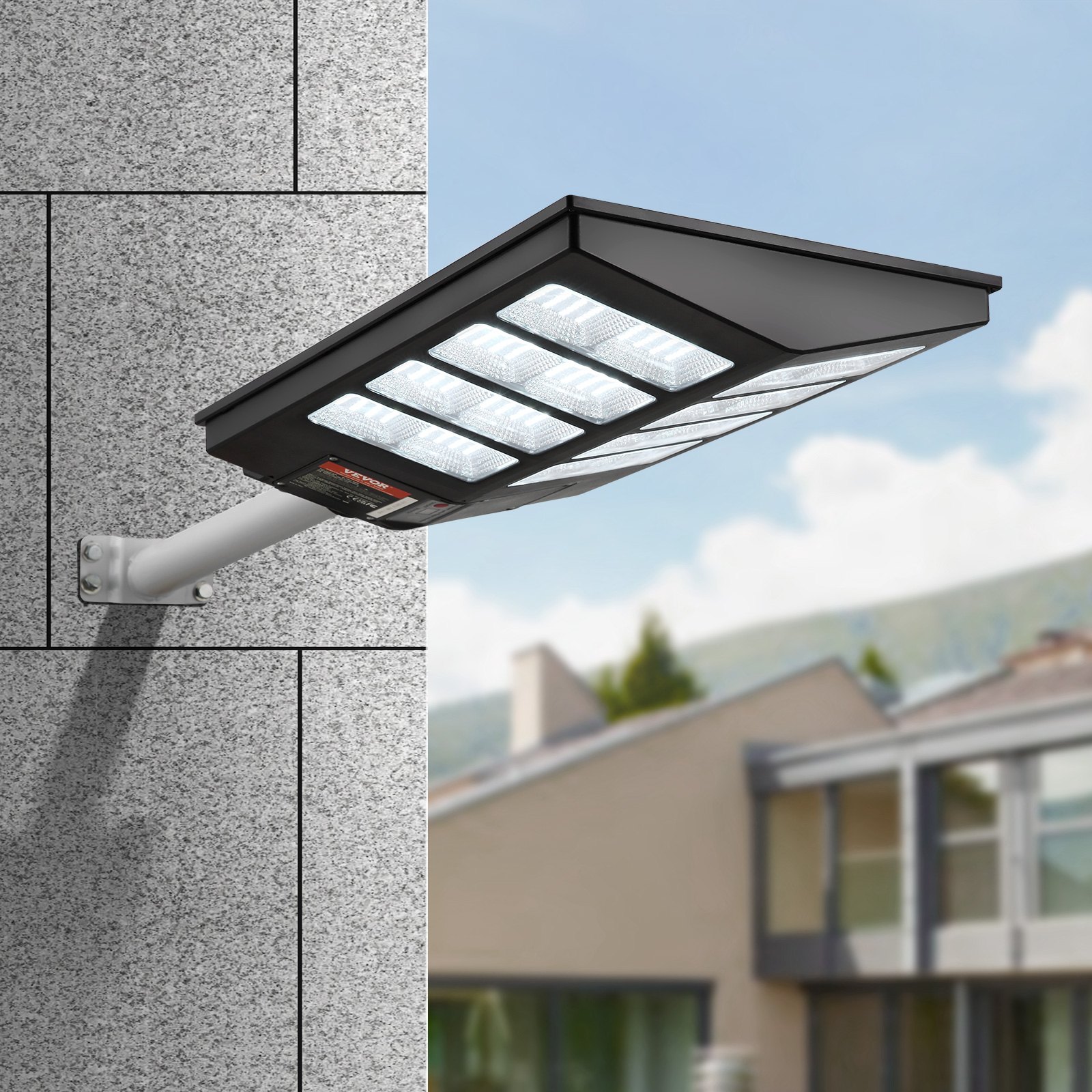 VEVOR 2PCS 800W LED Luz de calle solar 1400LM Lámpara solar con sensor de movimiento al aire libre