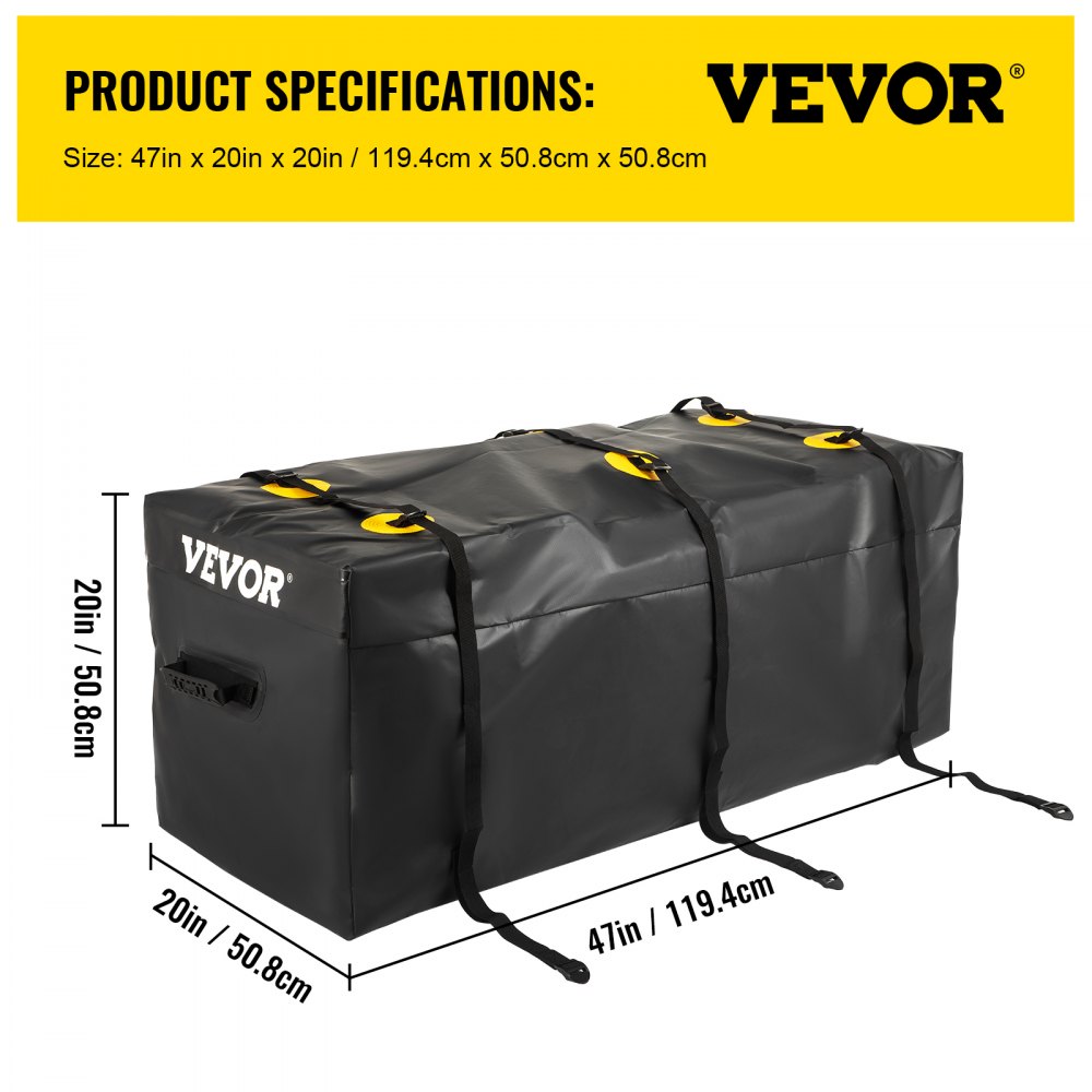 VEVOR Bolsa de Transporte de Carga, 11 Bolsos Cúbicos, Bolsa de Transporte para Automóvil, 47"x 20" x 20", Bolsa de Carga, Tela de PVC Impermeable 840D