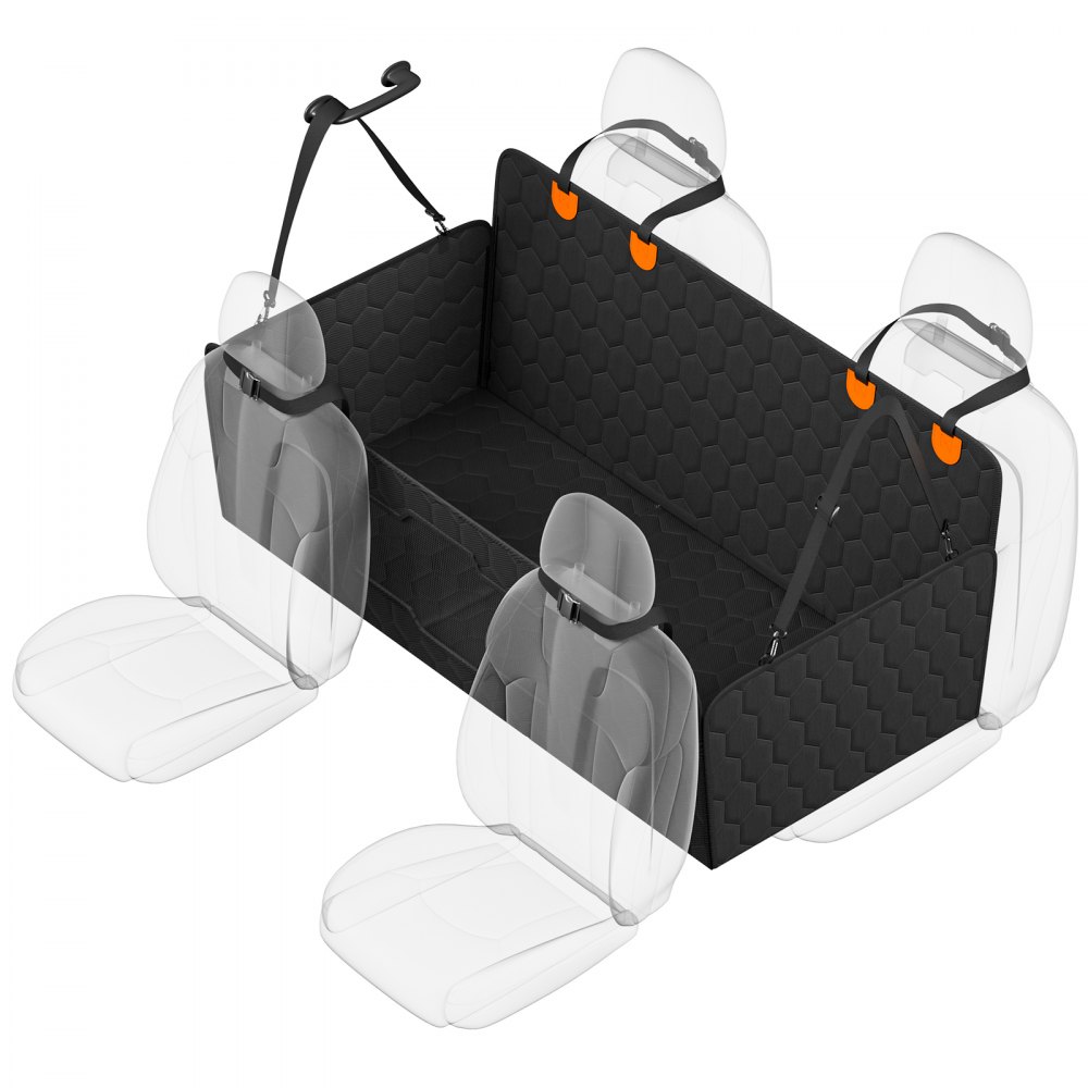 VEVOR Funda Perros Coche Impermeable 600D Cubierta de Asiento Trasero para Mascota 136 x 65 cm Protector de Asiento para Perros con Ventana de Malla Visible y Bolsillo de Almacenamiento para Coches