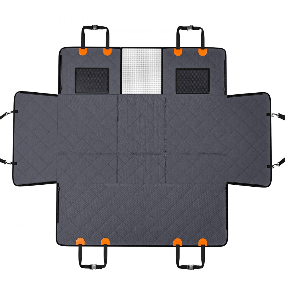 VEVOR Funda Perros Coche Impermeable 600D Cubierta de Asiento Trasero para Mascota 142 x 77 cm Protector de Asiento para Perros con Ventana de Malla Visible y Bolsillo de Almacenamiento para Camión