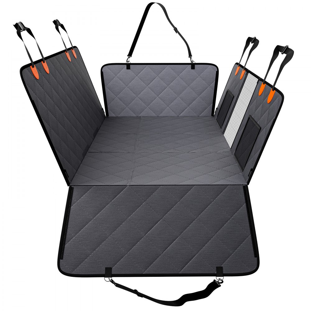 VEVOR Funda Perros Coche Impermeable 600D Cubierta de Asiento Trasero para Mascota 142 x 77 cm Protector de Asiento para Perros con Ventana de Malla Visible y Bolsillo de Almacenamiento para Camión