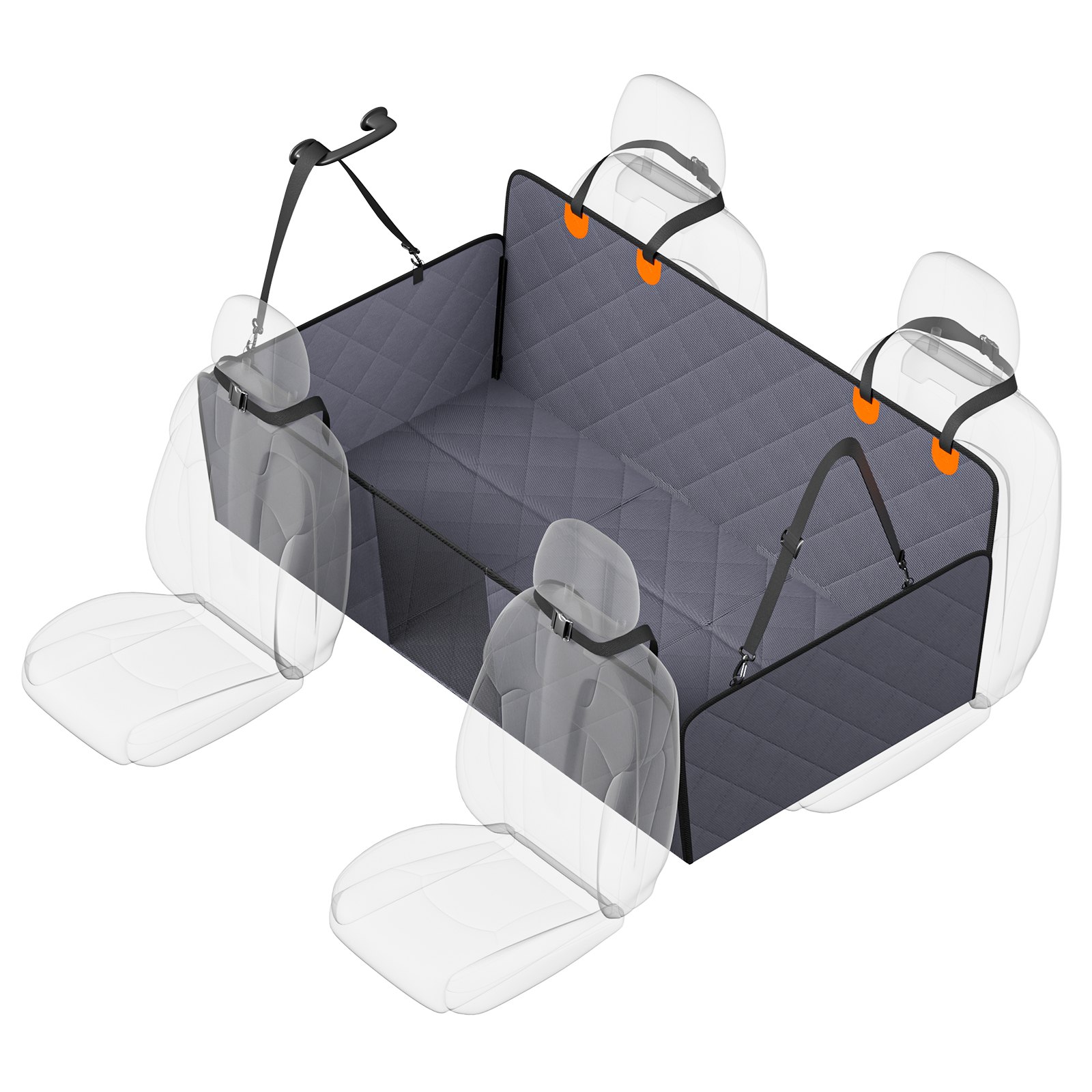 VEVOR Funda Perros Coche Impermeable 600D Cubierta de Asiento Trasero para Mascota 142 x 77 cm Protector de Asiento para Perros con Ventana de Malla Visible y Bolsillo de Almacenamiento para Camión