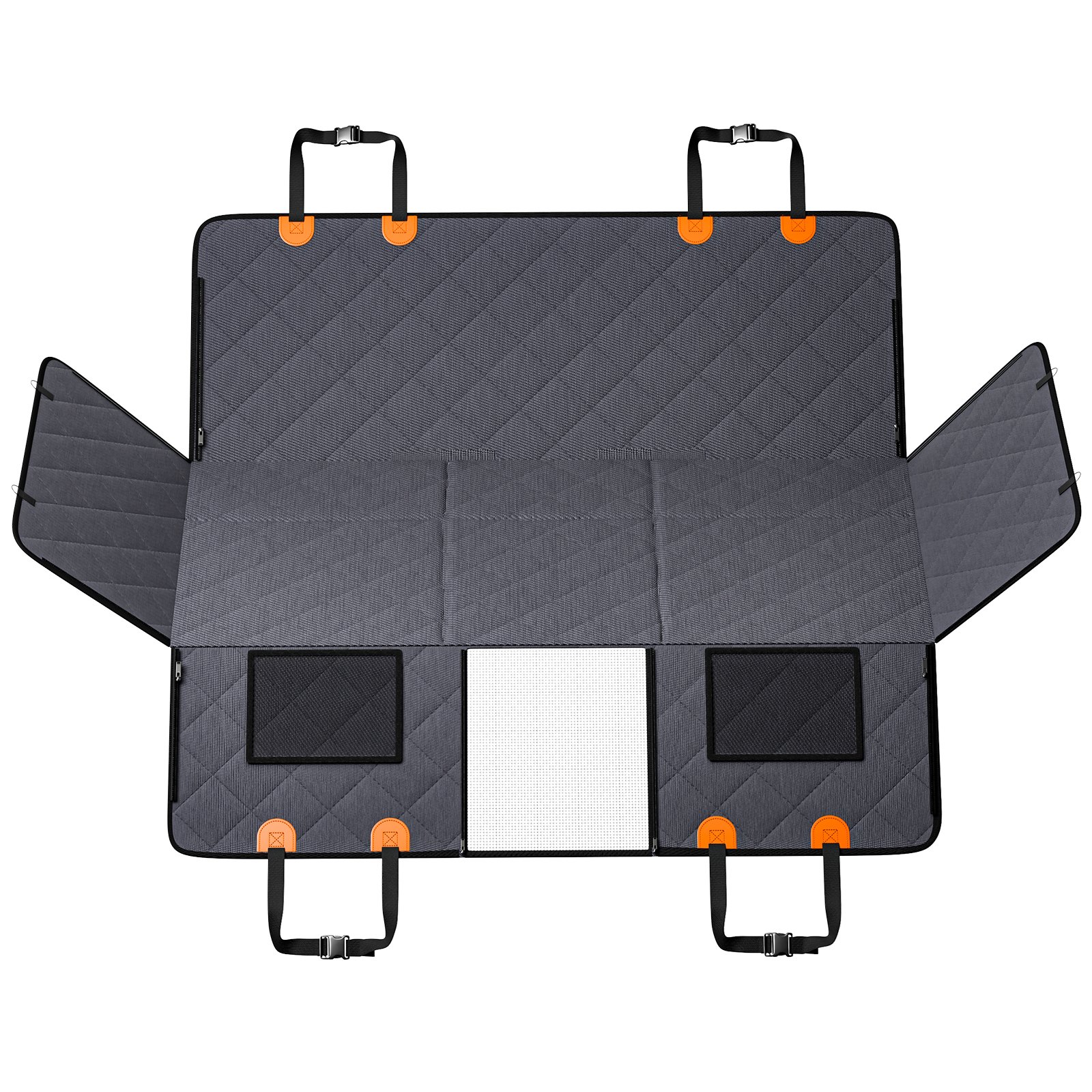 VEVOR Funda Perros Coche Impermeable 600D Cubierta de Asiento Trasero para Mascota 142 x 77 cm Protector de Asiento para Perros con Ventana de Malla Visible y Bolsillo de Almacenamiento para Camión