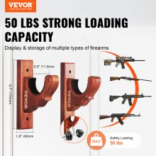 VEVOR - Soporte para pistola horizontal para montaje en pared y ganchos para escopeta para una sola pistola