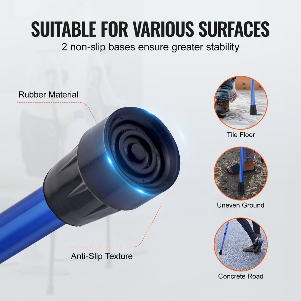 Muletas de antebrazo VEVOR para adultos, muletas para caminar de altura ajustable de 11 niveles con puño superior de 4 niveles, muletas de soporte médico de aluminio livianas para cirugía de lesiones en las piernas para discapacitados, 1 par (350 libras)