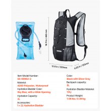 VEVOR Mochila de Hidratación 8 L para Bicicleta de TPU Negro 460 x 320 x 125 mm