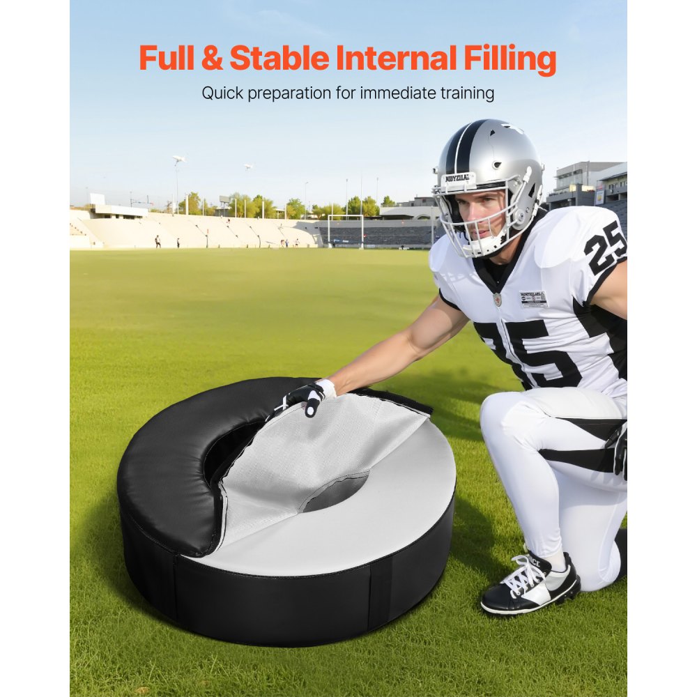 VEVOR Football Tackling Dummy, Waterproof Tackling Ring Made of PVC and High-Density Sponge, Training Dummies with Straps, for Blocking, Hitting and Practicing, Black, 1 pc.