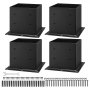 VEVOR screw-in sleeve, 4 pcs., post support, inner dimensions 92x92 mm for 88.9x88.9 mm posts, robust ground sleeve made of carbon steel, ideal for gazebo terrace railings, support deck base plate, black