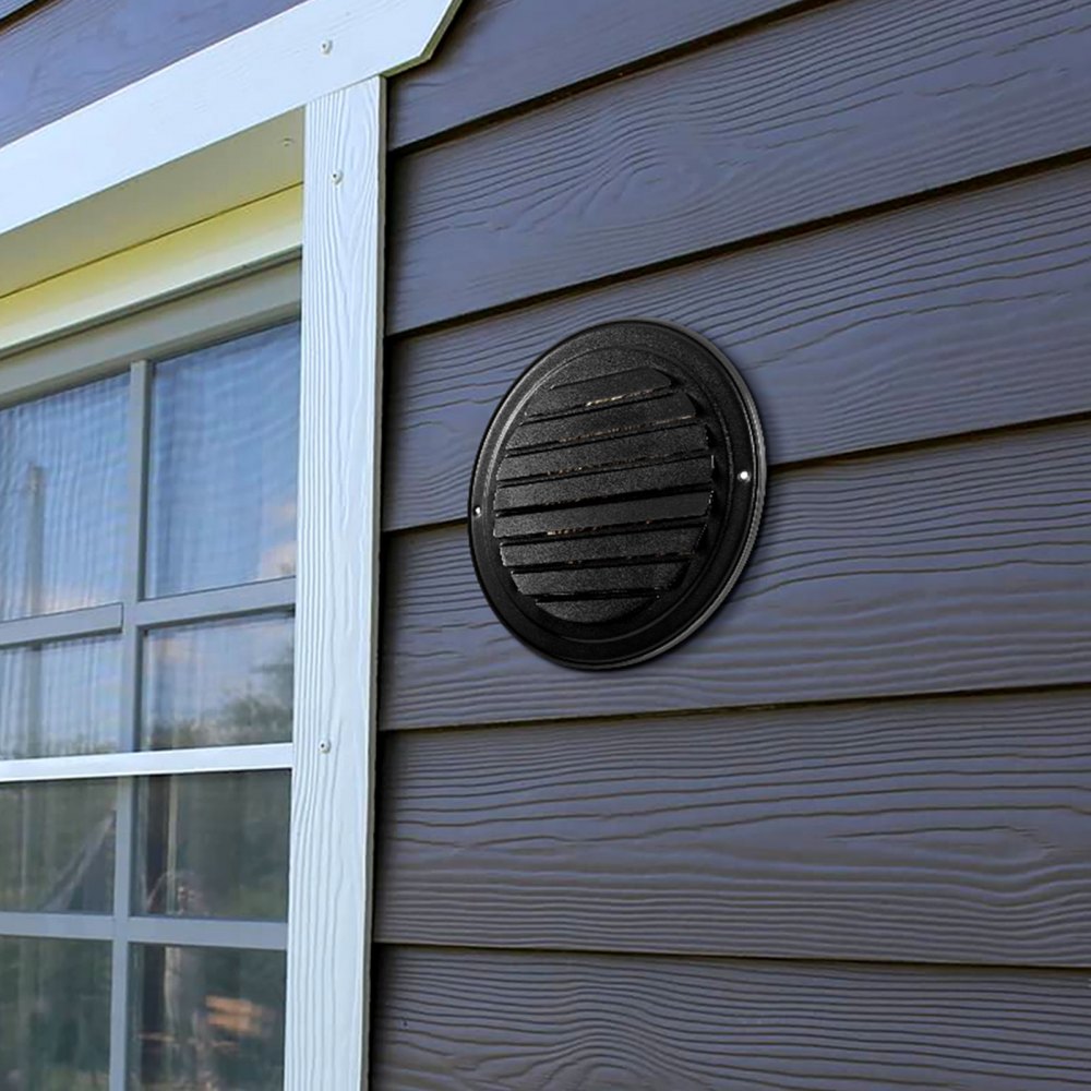 VEVOR 145 mm Wall Vent Cover, Louvered Round AC Vent Gable Cover, Premium Stainless Steel & with Built-in a Protection Screen, for House,Bathroom,Garage,Kitchen,Basement (2 Pack, Black)