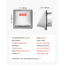 VEVOR Cubierta de Ventilación de Pared a Extractor Externo 145 mm 1 ud Plata