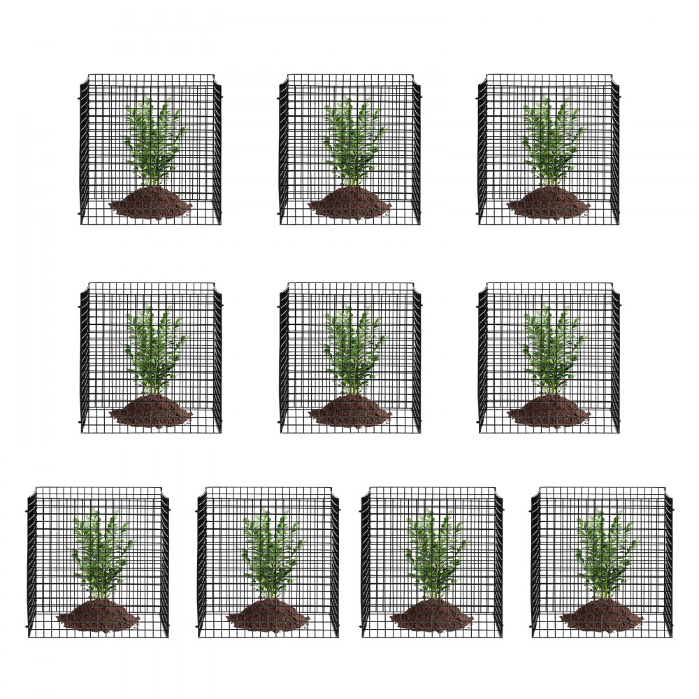 VEVOR 10-Pack Animal Protection Plant Guards, 12 x 12 Inch Chicken Wire Plant Guards, Plant Cages for Outdoor Plants, Flowers and Vegetables, Keeps Rabbits, Chickens and Squirrels Away, 40-Piece Metal Mesh