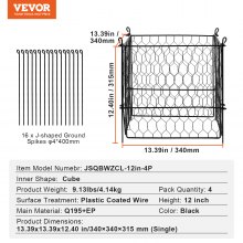 VEVOR 4 PCS Jaula Protectora para Plantas Aire Libre con Malla Metálica, Negro