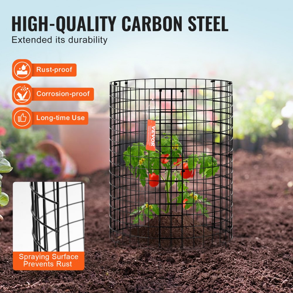 VEVOR 6-pack plant protection against animals, 32 cm diameter x 35 cm height, plant protection made of chicken wire, plant cages for outdoor plants, flowers and vegetables, keeps rabbits, chickens and squirrels away, 18-piece metal mesh