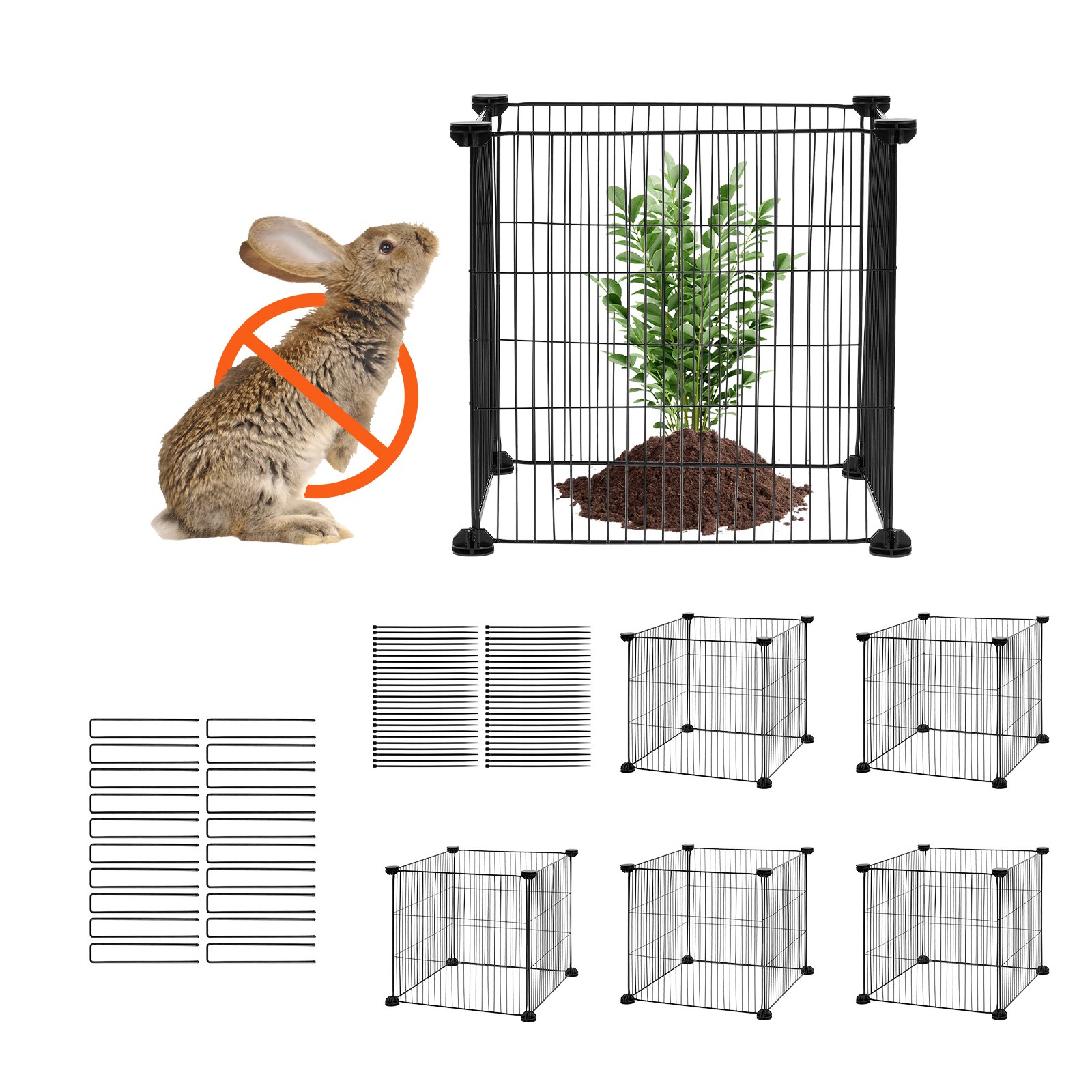 VEVOR 5-Pack Plant Protection Against Animals, 15.35 x 15.35 Inch Chicken Wire Plant Protection, Plant Cages for Outdoor Plants, Flowers and Vegetables, Keeps Rabbits, Chickens and Squirrels Out, 20-Piece Metal Mesh
