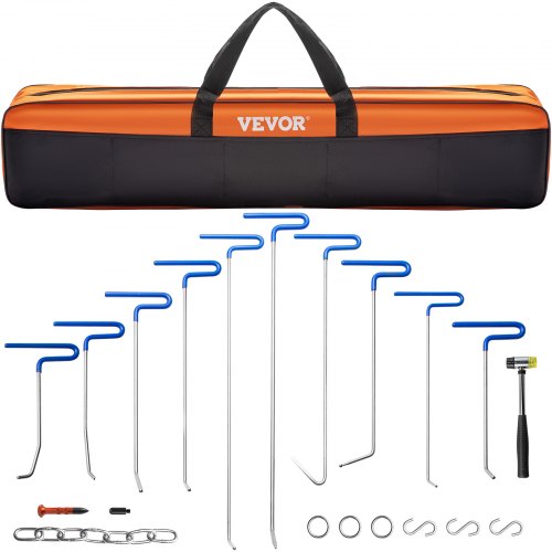 VEVOR Kit de Eliminación de Abolladuras sin Pintura 20 PCS Kit de Varilla de Eliminación de Abolladuras de Carrocería de Acero Inoxidable con Bolsa para Mantenimiento de Taller de Abolladuras Menores