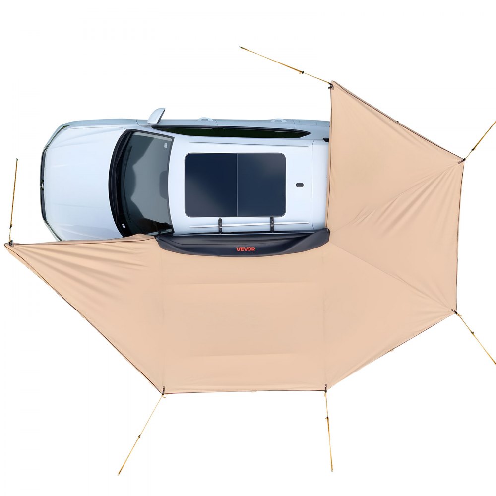 VEVOR Toldo de 270 Grados con Luces LED Integradas, para Vehículo de 10,9 m², Impermeable con Protección UV50+, para Todo Tipo de Clima, Ideal para Acampar en Camionetas SUV, 5,70 x 3,87 x 2,10 m