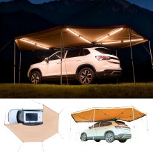VEVOR Toldo de 270 Grados con Luces LED Integradas, para Vehículo de 10,9 m², Impermeable con Protección UV50+, para Todo Tipo de Clima, Ideal para Acampar en Camionetas SUV, 5,70 x 3,87 x 2,10 m