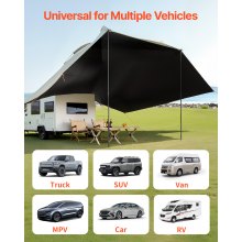 VEVOR Toldo para Coche 3x2,1 m Toldo Lateral para Coche PU2000mm UV50+ Resistente al Sol/Agua/Viento con Bolsa de Almacenamiento Toldo Lateral/Trasero para Camiones, SUV, Furgonetas, Autocaravanas