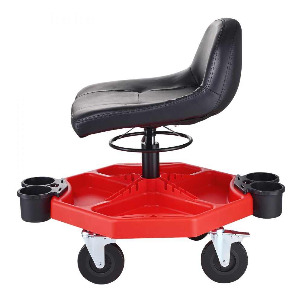 VEVOR Taburete de Taller Móvil Altura Ajustable de 41-53 cm Taburete de Mecánico con Ruedas Carga de 136 kg Asiento con Bandeja de Herramientas para Mantenimiento Reparación de Automóviles Garaje