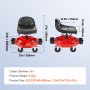 VEVOR Taburete de Taller Móvil Altura Ajustable de 41-53 cm Taburete de Mecánico con Ruedas Carga de 136 kg Asiento con Bandeja de Herramientas para Mantenimiento Reparación de Automóviles Garaje