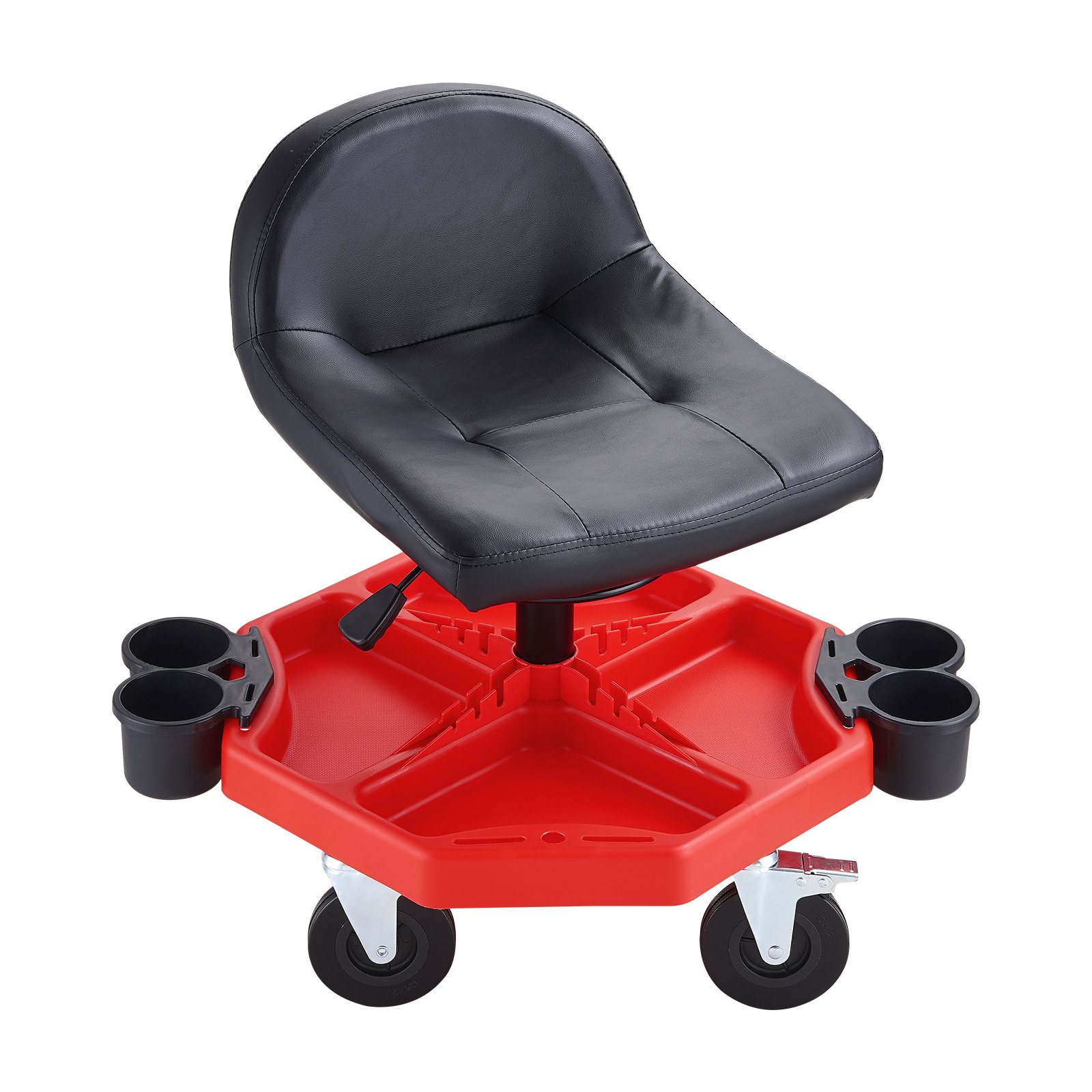 VEVOR Taburete de Taller Móvil Altura Ajustable de 41-53 cm Taburete de Mecánico con Ruedas Carga de 136 kg Asiento con Bandeja de Herramientas para Mantenimiento Reparación de Automóviles Garaje