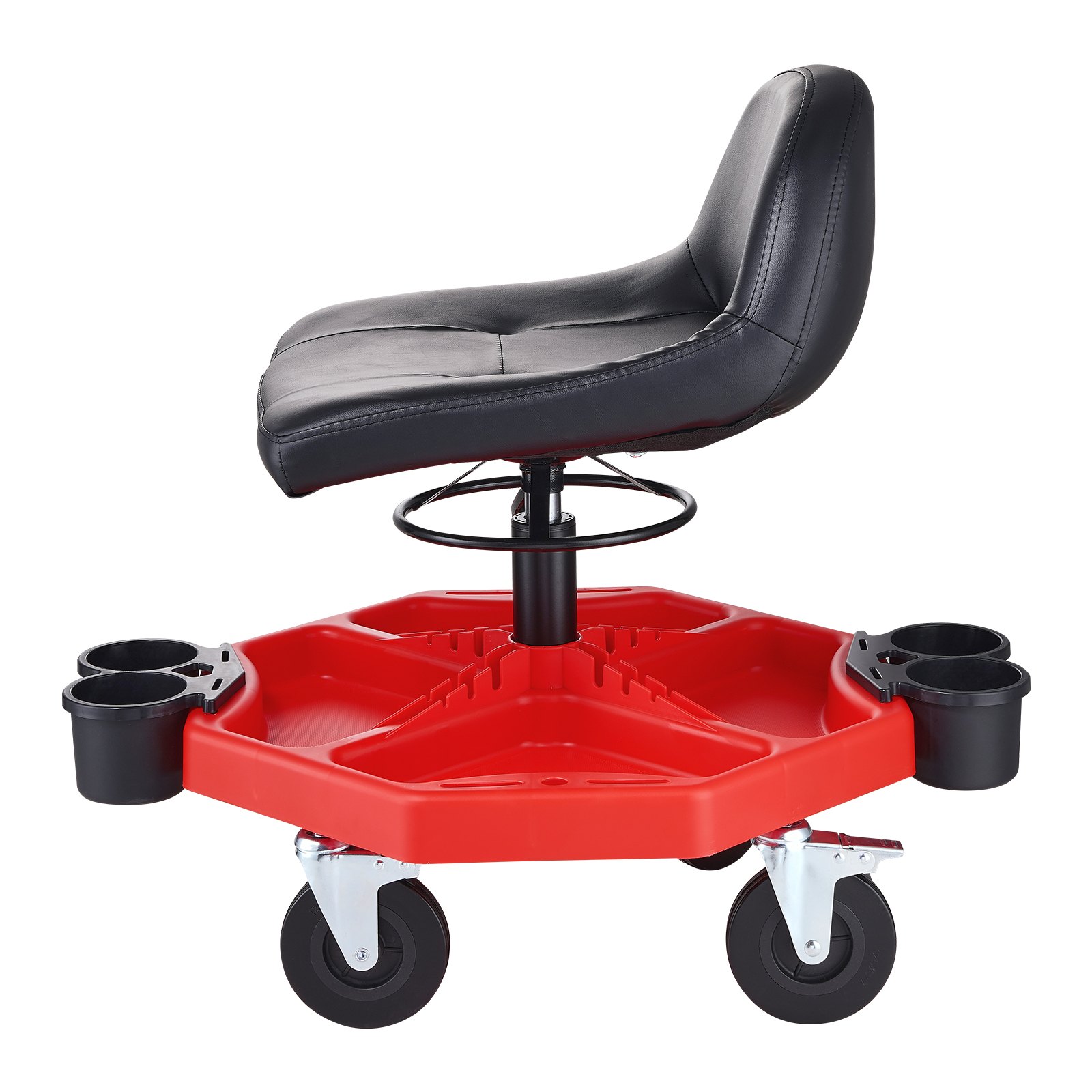 VEVOR Taburete de Taller Móvil Altura Ajustable de 41-53 cm Taburete de Mecánico con Ruedas Carga de 136 kg Asiento con Bandeja de Herramientas para Mantenimiento Reparación de Automóviles Garaje